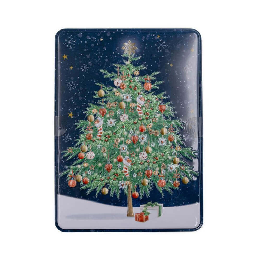 Emobssed Xmas Tree Salted Caramel Biscuit Tin 300g